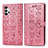 Funda de Cuero Cartera con Soporte Patron de Moda Carcasa S03D para Samsung Galaxy M32 5G Oro Rosa