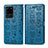 Funda de Cuero Cartera con Soporte Patron de Moda Carcasa S03D para Samsung Galaxy S20 Ultra Azul