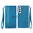 Funda de Cuero Cartera con Soporte Patron de Moda Carcasa S03D para Samsung Galaxy S21 Plus 5G Azul