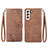 Funda de Cuero Cartera con Soporte Patron de Moda Carcasa S03D para Samsung Galaxy S21 Plus 5G Marron