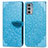 Funda de Cuero Cartera con Soporte Patron de Moda Carcasa S04D para Motorola Moto Edge Lite 5G Azul