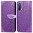 Funda de Cuero Cartera con Soporte Patron de Moda Carcasa S04D para OnePlus Nord CE 5G Morado