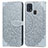 Funda de Cuero Cartera con Soporte Patron de Moda Carcasa S04D para Samsung Galaxy M21s Gris