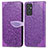 Funda de Cuero Cartera con Soporte Patron de Moda Carcasa S04D para Samsung Galaxy Quantum2 5G Morado