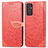 Funda de Cuero Cartera con Soporte Patron de Moda Carcasa S04D para Samsung Galaxy Quantum2 5G Rojo