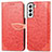 Funda de Cuero Cartera con Soporte Patron de Moda Carcasa S04D para Samsung Galaxy S21 Plus 5G Rojo