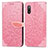 Funda de Cuero Cartera con Soporte Patron de Moda Carcasa S04D para Sony Xperia Ace II Oro Rosa