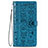 Funda de Cuero Cartera con Soporte Patron de Moda Carcasa S05D para Samsung Galaxy S21 5G Azul