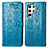 Funda de Cuero Cartera con Soporte Patron de Moda Carcasa S05D para Samsung Galaxy S21 Ultra 5G Azul