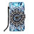 Funda de Cuero Cartera con Soporte Patron de Moda Carcasa Y03B para Apple iPhone 14 Pro Azul Cielo