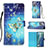 Funda de Cuero Cartera con Soporte Patron de Moda Carcasa Y03B para Samsung Galaxy Note 20 5G Azul Cielo