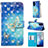 Funda de Cuero Cartera con Soporte Patron de Moda Carcasa Y03B para Samsung Galaxy S20 5G Azul Cielo