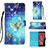 Funda de Cuero Cartera con Soporte Patron de Moda Carcasa Y03B para Samsung Galaxy XCover 5 SM-G525F Azul Cielo