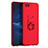Funda Dura Plastico Rigida Carcasa Mate con Anillo de dedo Soporte A01 para Huawei Honor V10 Rojo