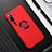 Funda Dura Plastico Rigida Carcasa Mate con Magnetico Anillo de dedo Soporte P01 para Xiaomi Mi Note 10 Rojo