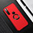 Funda Dura Plastico Rigida Carcasa Mate con Magnetico Anillo de dedo Soporte P02 para Xiaomi Redmi Note 8T Rojo