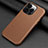 Funda Lujo Cuero Carcasa A09 para Apple iPhone 13 Pro Marron