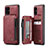Funda Lujo Cuero Carcasa C01S para Samsung Galaxy M40S Rojo
