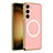 Funda Lujo Cuero Carcasa con Mag-Safe Magnetic AC1 para Samsung Galaxy S22 5G Rosa