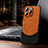 Funda Lujo Cuero Carcasa con Mag-Safe Magnetic LD4 para Apple iPhone 14 Pro Max Naranja