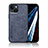 Funda Lujo Cuero Carcasa DY1 para Apple iPhone 13 Mini Azul