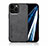 Funda Lujo Cuero Carcasa DY1 para Apple iPhone 13 Pro Max Negro