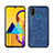 Funda Lujo Cuero Carcasa para Samsung Galaxy M21 Azul