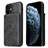 Funda Lujo Cuero Carcasa R01 para Apple iPhone 12 Mini Negro