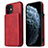 Funda Lujo Cuero Carcasa R01 para Apple iPhone 12 Rojo