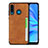 Funda Lujo Cuero Carcasa R05 para Huawei P30 Lite New Edition Naranja