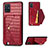 Funda Lujo Cuero Carcasa S01D para Samsung Galaxy M40S Rojo
