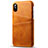 Funda Lujo Cuero Carcasa S06 para Apple iPhone Xs Naranja