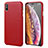Funda Lujo Cuero Carcasa S14 para Apple iPhone X Rojo