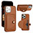 Funda Lujo Cuero Carcasa Y01B para Apple iPhone 13 Pro Marron