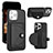 Funda Lujo Cuero Carcasa Y01B para Apple iPhone 13 Pro Negro