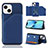 Funda Lujo Cuero Carcasa Y05B para Apple iPhone 13 Azul