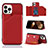 Funda Lujo Cuero Carcasa Y05B para Apple iPhone 13 Pro Max Rojo