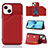 Funda Lujo Cuero Carcasa Y05B para Apple iPhone 13 Rojo