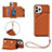 Funda Lujo Cuero Carcasa Y06B para Apple iPhone 13 Pro Max Marron