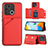 Funda Lujo Cuero Carcasa YB1 para Xiaomi Redmi 10C 4G Rojo