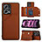 Funda Lujo Cuero Carcasa YB2 para Xiaomi Redmi Note 12 Explorer Marron