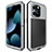 Funda Lujo Marco de Aluminio Carcasa 360 Grados HJ1 para Apple iPhone 14 Pro Max Plata