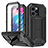 Funda Lujo Marco de Aluminio Carcasa 360 Grados RJ1 para Apple iPhone 14 Pro Max Negro