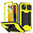 Funda Lujo Marco de Aluminio Carcasa 360 Grados RJ2 para Apple iPhone 13 Amarillo