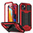 Funda Lujo Marco de Aluminio Carcasa 360 Grados RJ2 para Apple iPhone 14 Rojo