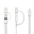 Funda Silicona Cap Tapa Soporte Punta Cubierta Cable Lightning Adaptador Tether Anti-Perdido P01 para Apple Pencil Blanco