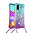 Funda Silicona Carcasa Goma Bling-Bling con Acollador Cordon Lanyard S01 para Samsung Galaxy A41 Azul Cielo