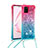 Funda Silicona Carcasa Goma Bling-Bling con Acollador Cordon Lanyard S01 para Samsung Galaxy Note 10 Lite Rosa