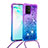 Funda Silicona Carcasa Goma Bling-Bling con Acollador Cordon Lanyard S01 para Samsung Galaxy S10 Lite Morado