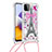 Funda Silicona Carcasa Goma Bling-Bling con Acollador Cordon Lanyard S02 para Samsung Galaxy A22 5G Multicolor